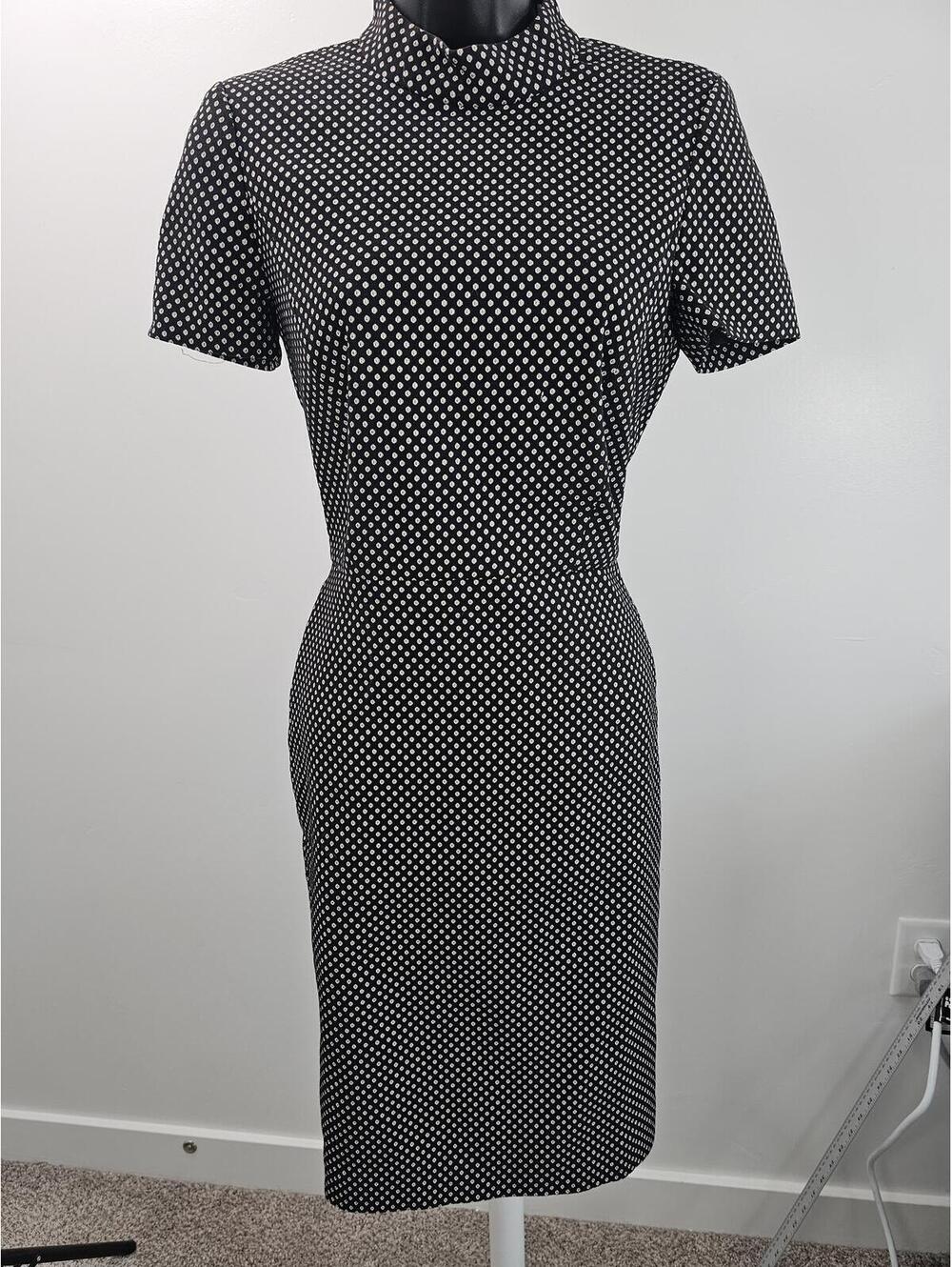 J.Crew Black and White Polka Dot Short Sleeve Mock Neck Dress Size 00